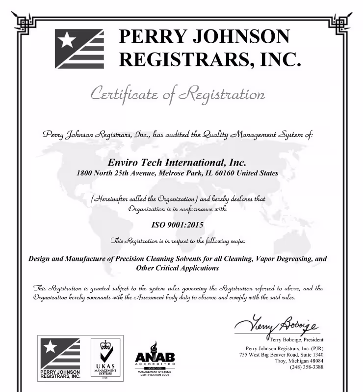 Perry Johnson Registrars - Enviro Tech International